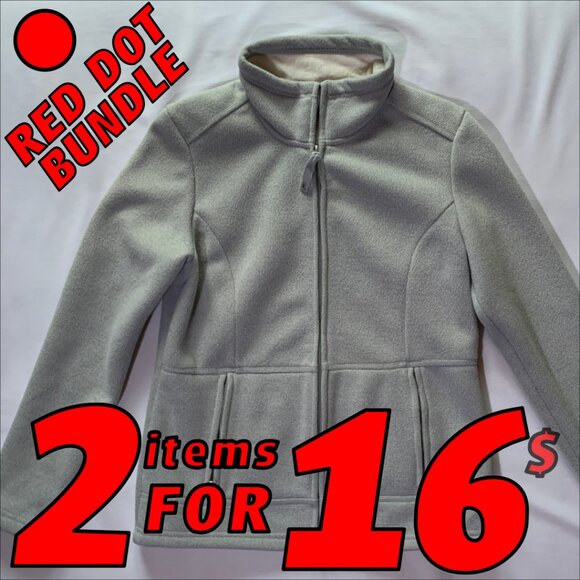 Lady Hathaway Lined Grey Fleece Zip-Up Jacket SMALL - Picture 1 of 12